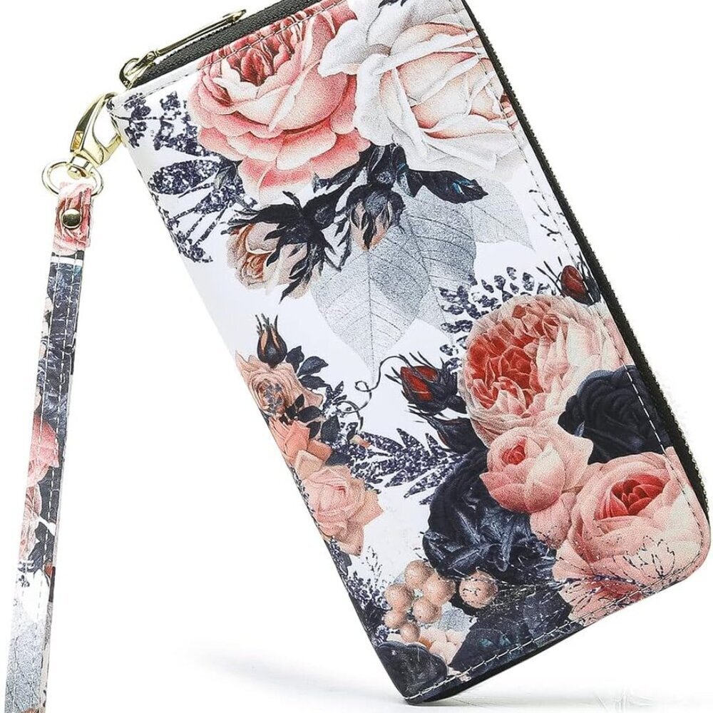 Women Rfid Wallet Card Holder Slim Zipper Purse Coin Id Travel Clutch